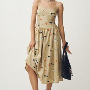 Maeve Sleeveless Square-Neck Drop-Waist Midi Dress